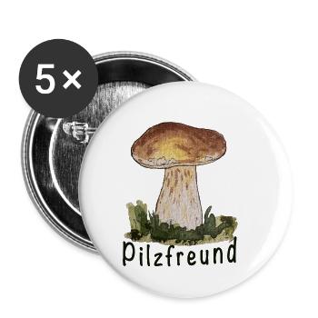 Waldpilz Aquarell - Buttons groß 56 mm (5er Pack) - Weiß - Vorne