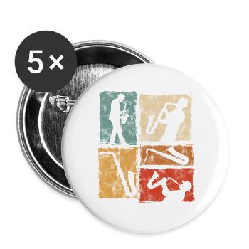 Vintage Saxophone Design for Saxophonists - Buttons large 2.2''/56 mm (5-pack) - white - Front