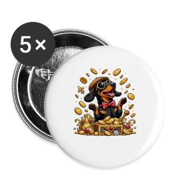 Gold Treasure Dachshund Deluxe - Buttons large 2.2''/56 mm (5-pack) - white - Front