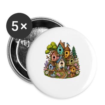Colorful Bird Feeder Wilderness - Buttons large 2.2''/56 mm (5-pack) - white - Front