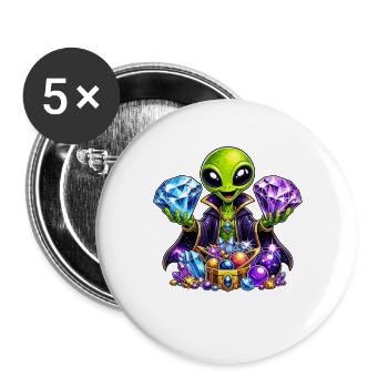 Alien Treasure Mage - Buttons large 2.2''/56 mm (5-pack) - white - Front