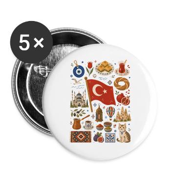 Turquie | Bosphore, plaisir et tradition - Lot de 5 grands badges (56 mm) - blanc - Devant