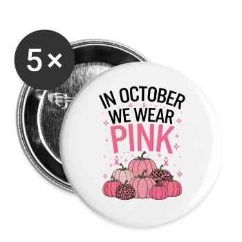 October Cancer Support Pumpkin - Buttons large 2.2''/56 mm (5-pack) - white - Front