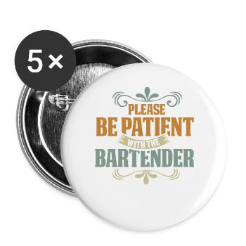 waiter bartender bartender bartender barchef - Buttons large 2.2''/56 mm (5-pack) - white - Front