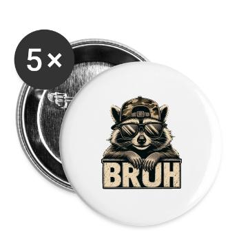 Bruh raccoon with sunglasses - Buttons large 2.2''/56 mm (5-pack) - white - Front