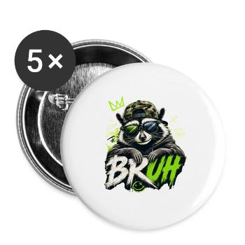 Bruh Raccoon Stylo Stylo Streetwear Stylé - Lot de 5 grands badges (56 mm) - blanc - Devant