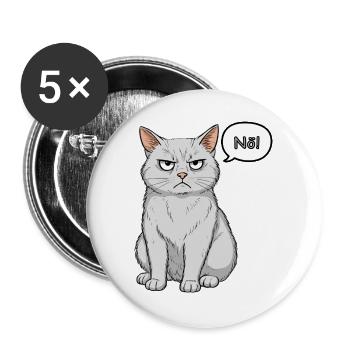 Grimmige Katze - einfach "Nö" - Buttons groß 56 mm (5er Pack) - Weiß - Vorne