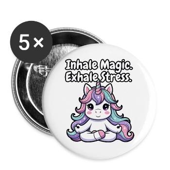 Pleine conscience de la licorne pastel - Lot de 5 grands badges (56 mm) - blanc - Devant