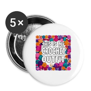 Voici ma tenue au crochet - Lot de 5 grands badges (56 mm) - blanc - Devant