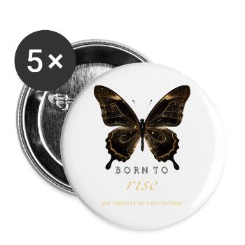 Born to Rise Butterfly Transformation - Buttons large 2.2''/56 mm (5-pack) - white - Front