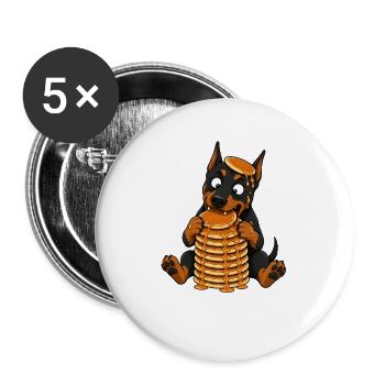 Doberman aux pancakes dessin animé drôle - Lot de 5 grands badges (56 mm) - blanc - Devant