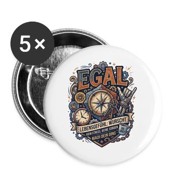 Egal Kompass Lebensgefühl - Buttons groß 56 mm (5er Pack) - Weiß - Vorne