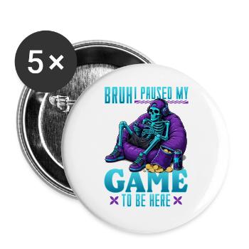 Skeleton Gamer Gaming Halloween - Buttons groß 56 mm (5er Pack) - Weiß - Vorne