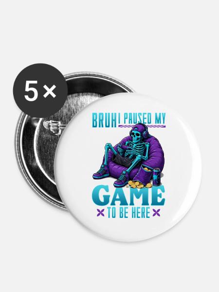 Skeleton Gamer Gaming Halloween - Buttons groß 56 mm (5er Pack) - Weiß