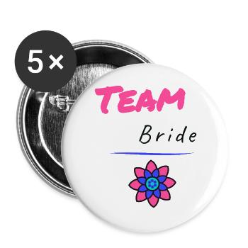 Bachelorette party. BRIDE. TEAM. TEAM MARIEE. BRIDE-TO-BE - Buttons large 2.2''/56 mm (5-pack) - white - Front