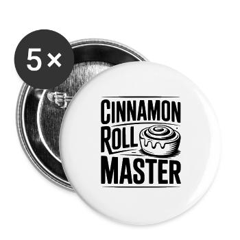 Maître des roulés à la cannelle - Lot de 5 grands badges (56 mm) - blanc - Devant
