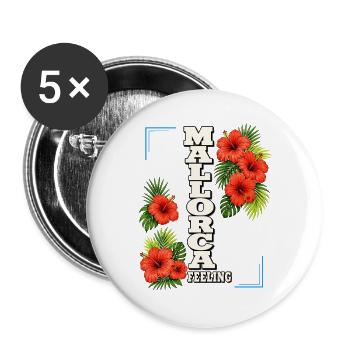 Mallorca feeling with hibiscus & tropical leaves - Buttons large 2.2''/56 mm (5-pack) - white - Front
