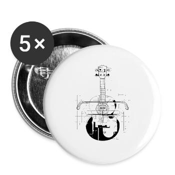 Dessin de ukulélé - Lot de 5 grands badges (56 mm) - blanc - Devant