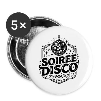 Disco-Nacht - Buttons groß 56 mm (5er Pack) - Weiß - Vorne
