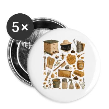 Bienenliebe | Imkerei & Honig - Buttons groß 56 mm (5er Pack) - Weiß - Vorne