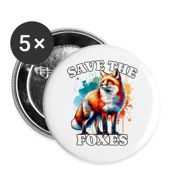 Rotfuchs Fuchs Save Fox - Buttons groß 56 mm (5er Pack) - Weiß - Vorne
