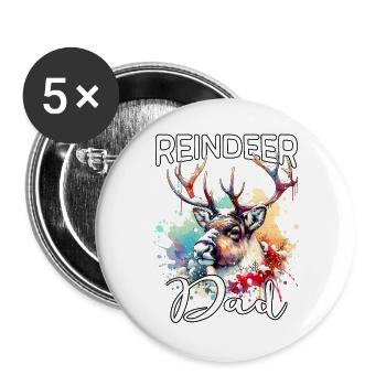 Rentier Papa - Buttons groß 56 mm (5er Pack) - Weiß - Vorne