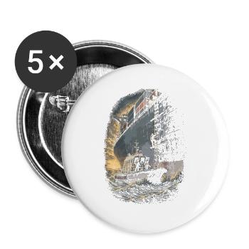 Pilote de port Pilote de port - Lot de 5 grands badges (56 mm) - blanc - Devant