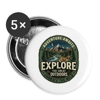 Entdecken Sie die Natur – Abenteuer und Natur - Buttons groß 56 mm (5er Pack) - Weiß - Vorne