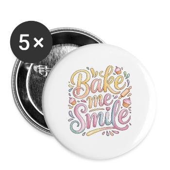 Pastry Chef Bake Me Smile Pastry Artist Baker - Buttons groß 56 mm (5er Pack) - Weiß - Vorne