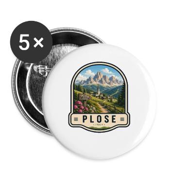 Plose Dolomiten Italien Vintage Reise - Buttons groß 56 mm (5er Pack) - Weiß - Vorne