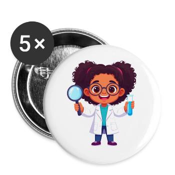 Kawaii Chemist – Art amusant du laboratoire scientifique - Lot de 5 grands badges (56 mm) - blanc - Devant