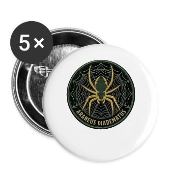 Kreuzspinne - Araneus Diadematus - Aufnäher Emblem - Buttons groß 56 mm (5er Pack) - Weiß - Vorne