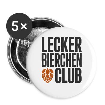 Lecker Bierchen Club Bier Spruch JGA Malle Bier - Buttons groß 56 mm (5er Pack) - Weiß - Vorne