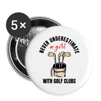 Pouvoir féminin du golf - Lot de 5 grands badges (56 mm) - blanc - Devant