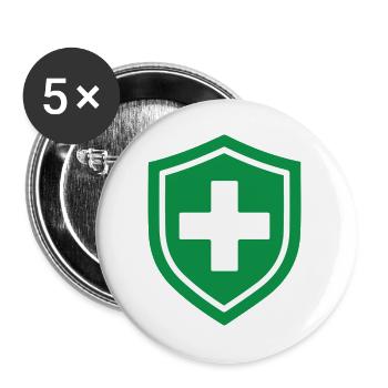First Aid Shield Medizinische Notfallversorgung Symb - Buttons groß 56 mm (5er Pack) - Weiß - Vorne