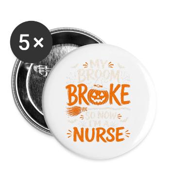 Krankenschwester Krankenpfleger Halloween - Buttons groß 56 mm (5er Pack) - Weiß - Vorne