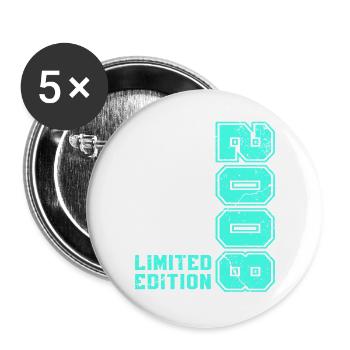 Cadeau d’anniversaire vintage vintage 2008 rétro - Lot de 5 grands badges (56 mm) - blanc - Devant