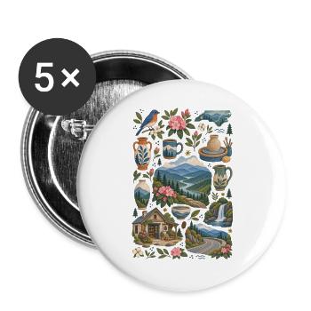 Asheville, Caroline du Nord Amour | Blue Ridge - Lot de 5 grands badges (56 mm) - blanc - Devant