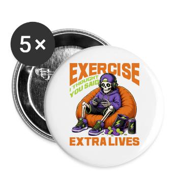 Skeleton Gamer Gaming Halloween - Buttons groß 56 mm (5er Pack) - Weiß - Vorne