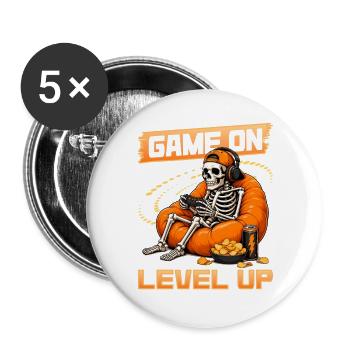 Skeleton Gamer Gaming Halloween - Buttons groß 56 mm (5er Pack) - Weiß - Vorne