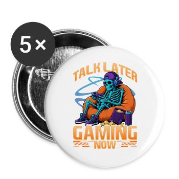 Skeleton Gamer Gaming Halloween - Buttons groß 56 mm (5er Pack) - Weiß - Vorne