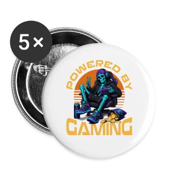 Skeleton Gamer Gaming Halloween - Buttons groß 56 mm (5er Pack) - Weiß - Vorne