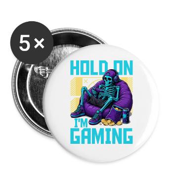 Skeleton Gamer Gaming Halloween - Buttons groß 56 mm (5er Pack) - Weiß - Vorne