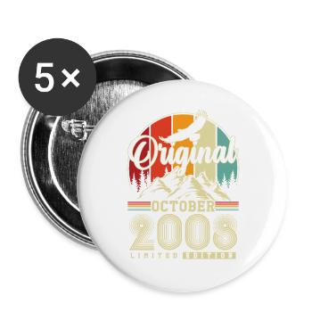 Original October 2008 – 18th Birthday Vintage - Buttons large 2.2''/56 mm (5-pack) - white - Front