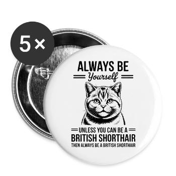 Cadeau British Shorthair Cat British Shorthair - Lot de 5 grands badges (56 mm) - blanc - Devant