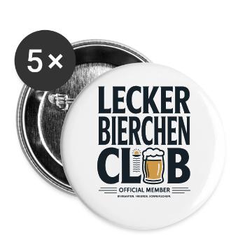 Lecker Bierchen Club Bier Spruch JGA Malle Bier - Buttons groß 56 mm (5er Pack) - Weiß - Vorne