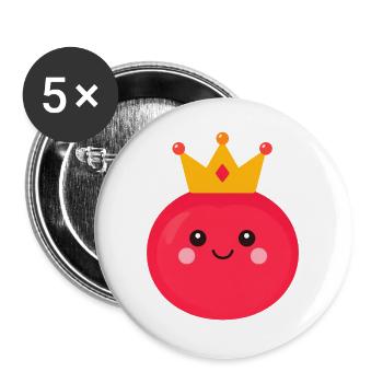 Kawaii Tomato with Crown – Sweet Queen Design - Buttons large 2.2''/56 mm (5-pack) - white - Front