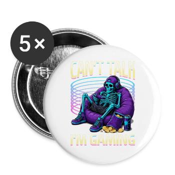 Skeleton Gamer Gaming Halloween - Buttons groß 56 mm (5er Pack) - Weiß - Vorne