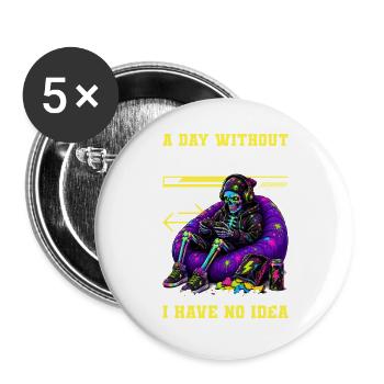 Skeleton Gamer Gaming Halloween - Buttons groß 56 mm (5er Pack) - Weiß - Vorne