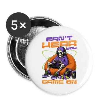 Skeleton Gamer Gaming Halloween - Buttons groß 56 mm (5er Pack) - Weiß - Vorne